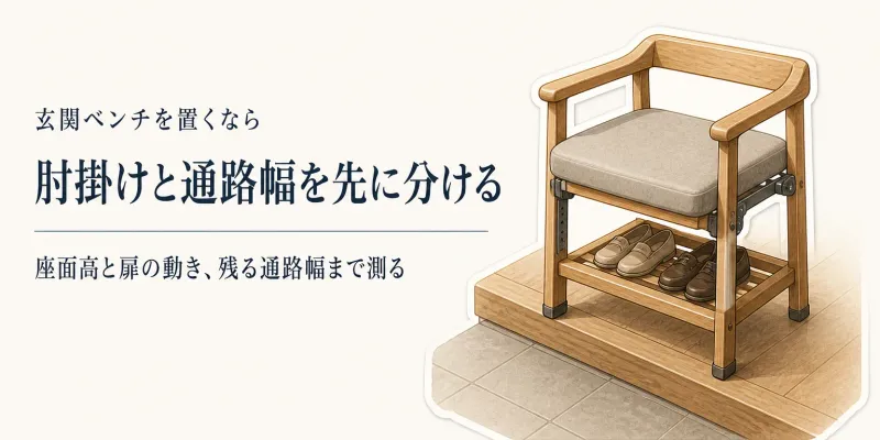玄関ベンチに肘掛けは必要？介護の靴履きで座面高と通路幅から収納ベンチと比較