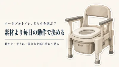 樹脂製ポータブルトイレと家具調の違いは？選定理由・メリットを介助と手入れで比べる